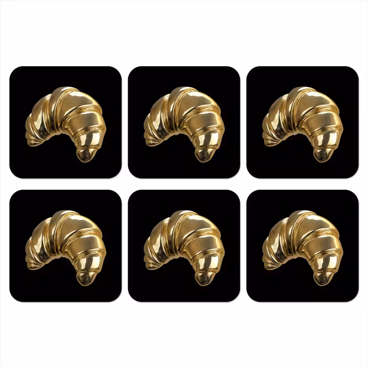 Onderzetter - Croissant - Brood - Goud - Zwart — 1