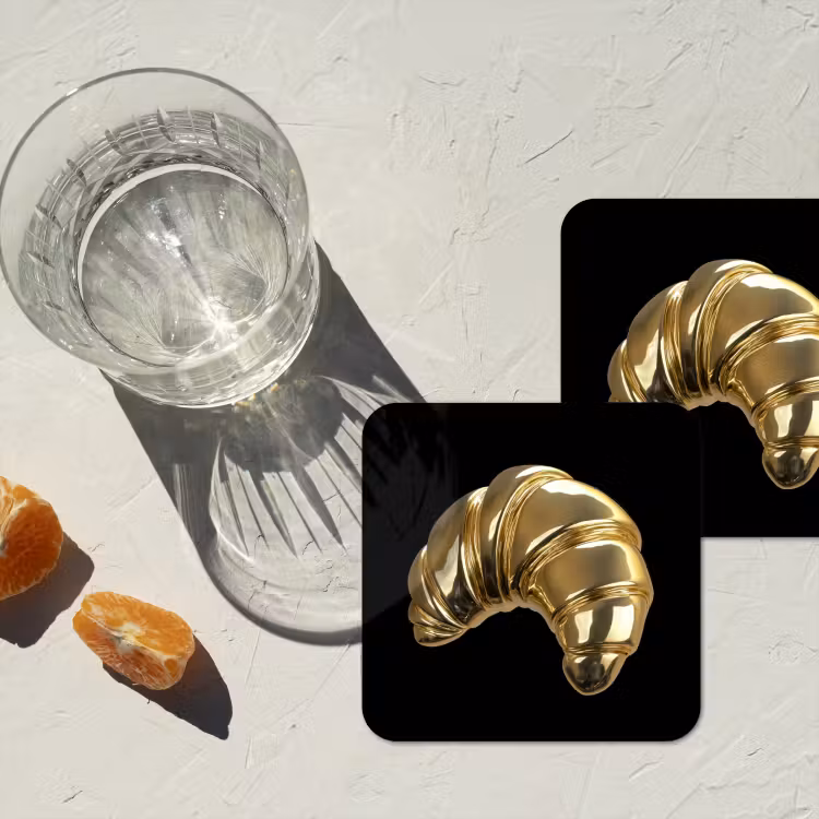 Onderzetter - Croissant - Brood - Goud - Zwart — 3