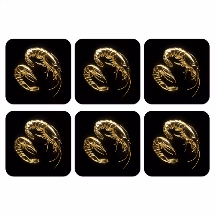 Onderzetter​ - Garnalen - Zwart - Goud - Dieren — 1
