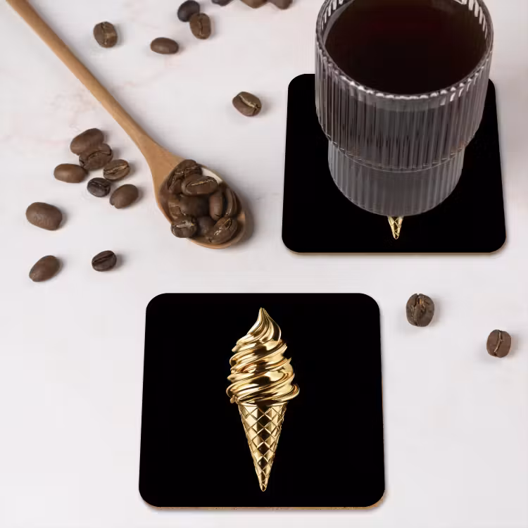 Onderzetter​ - Ijs - Goud - Zwart - Eten — 4