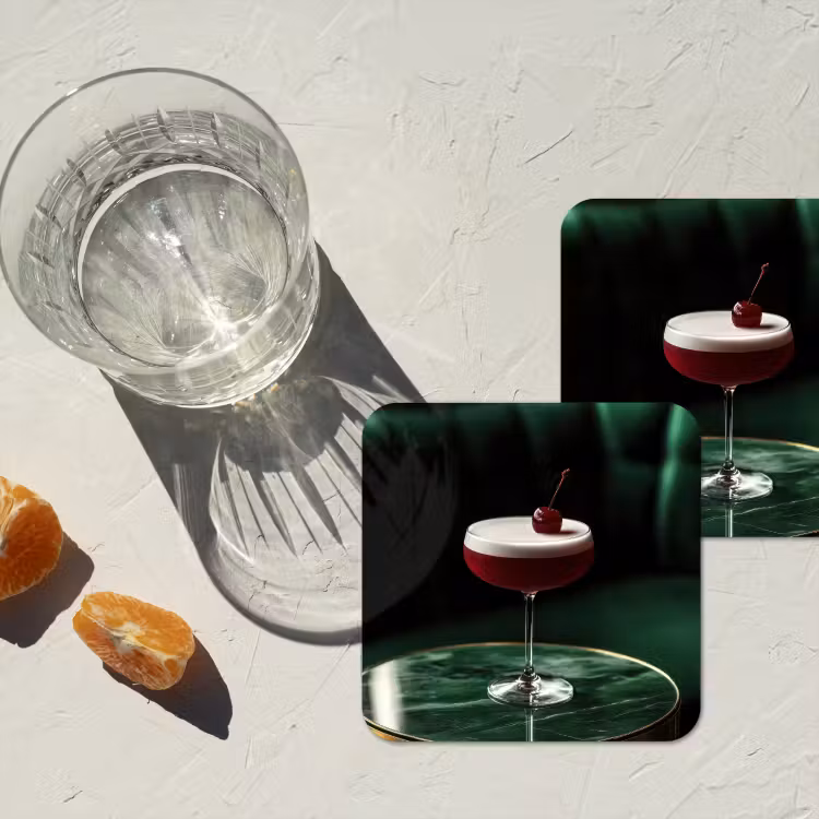 Onderzetter - Kers - Cocktail - Rood - Marmer — 3