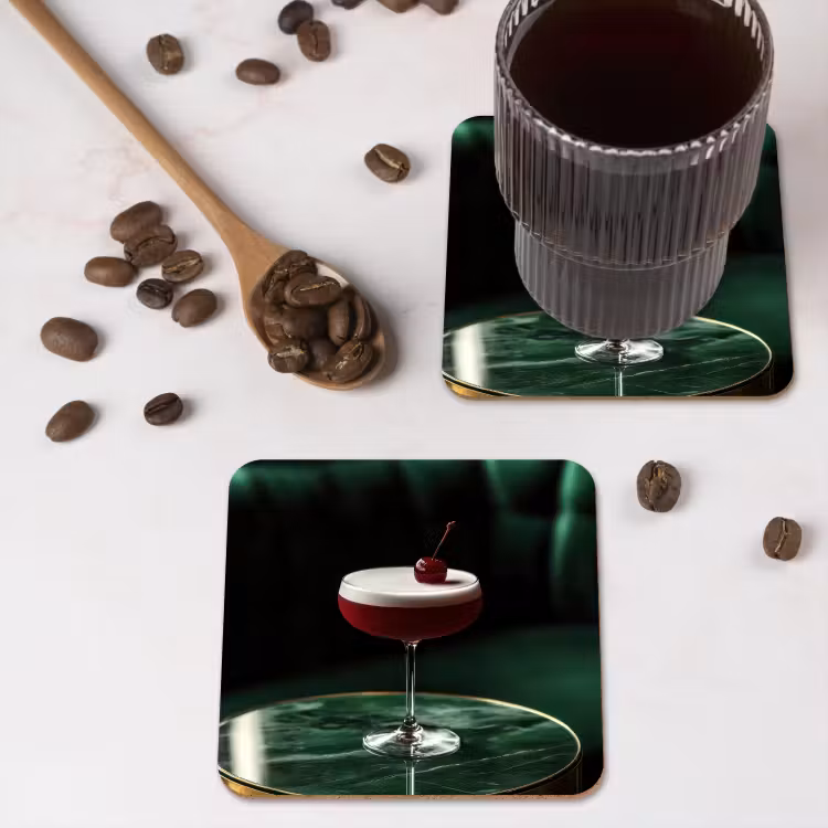 Onderzetter - Kers - Cocktail - Rood - Marmer — 4