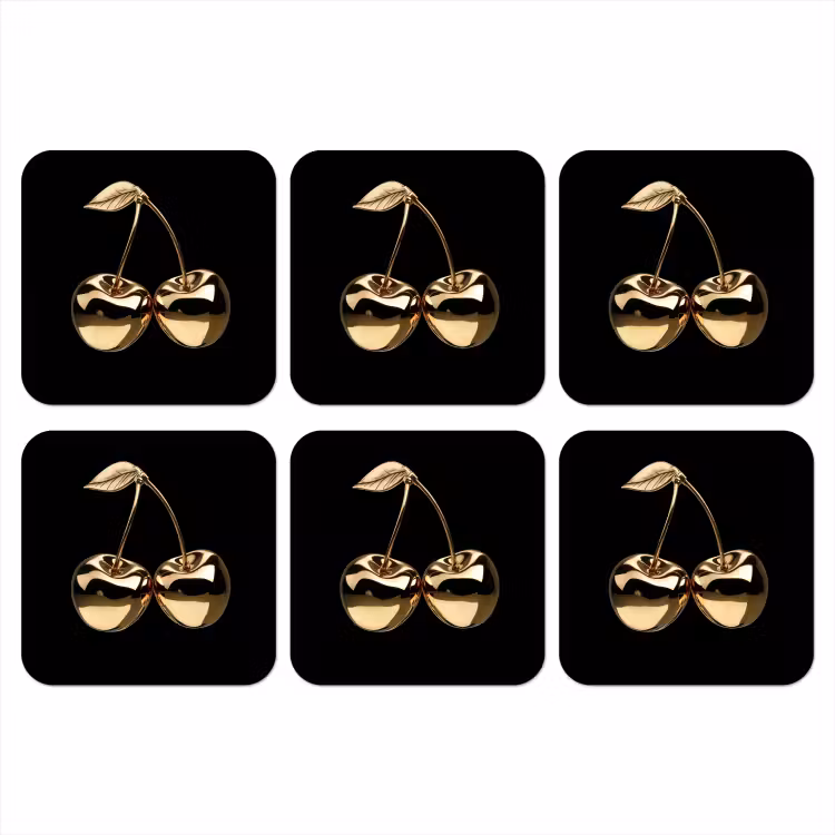 Onderzetter - Kersen - Zwart - Goud - Chrome — 1