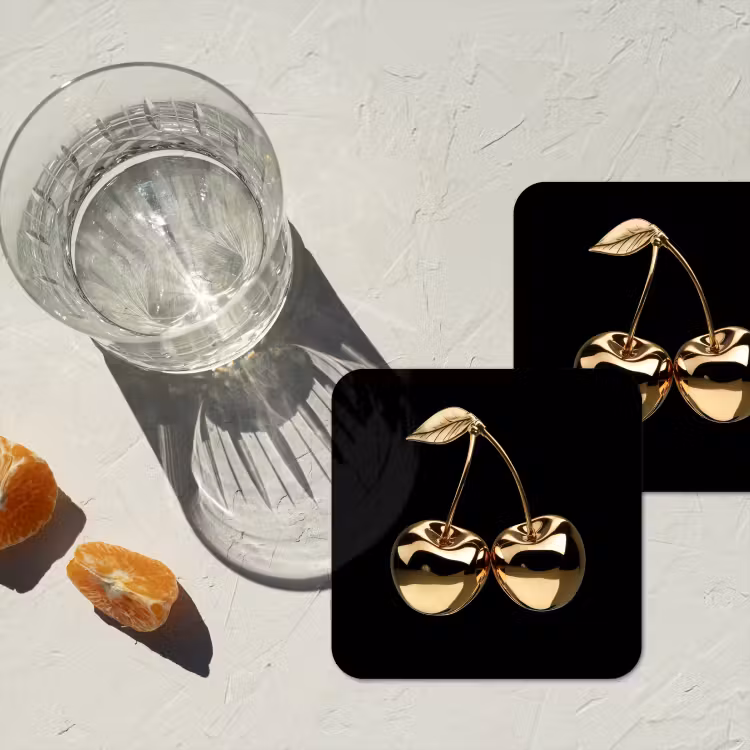 Onderzetter - Kersen - Zwart - Goud - Chrome — 3