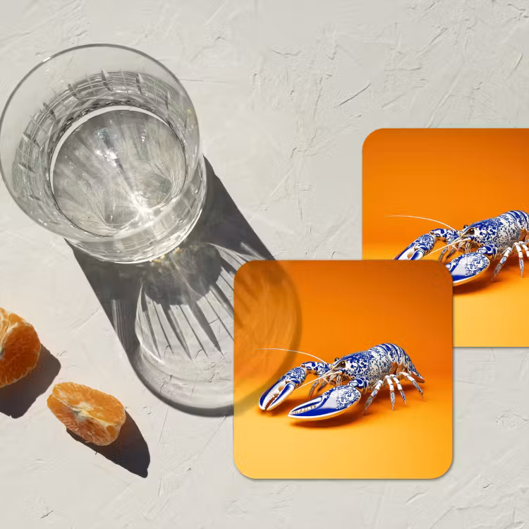 Onderzetter - Kreeft - Delftsblauw - Schild - Stoer - Oranje — 3