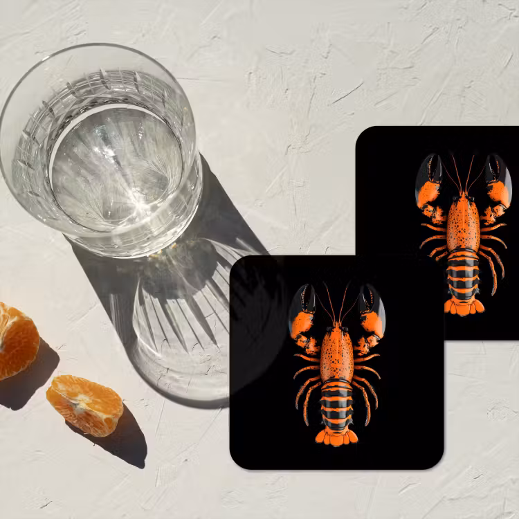 Onderzetter - Kreeft - Oranje - Zwart - Modern — 3