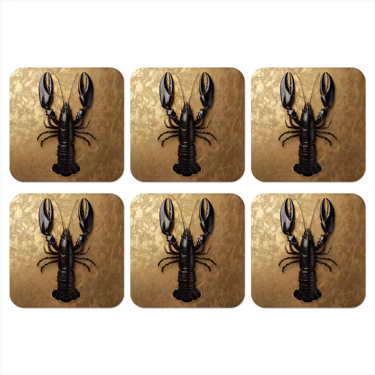 Onderzetter - Kreeft - Zwart - Goud - Luxe — 1