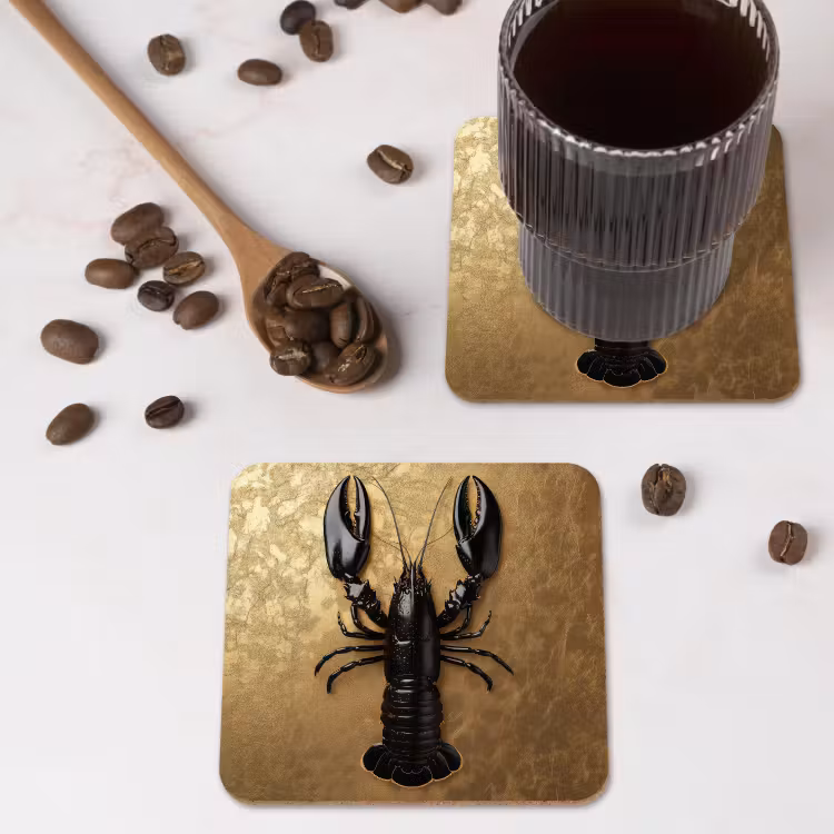 Onderzetter - Kreeft - Zwart - Goud - Luxe — 4