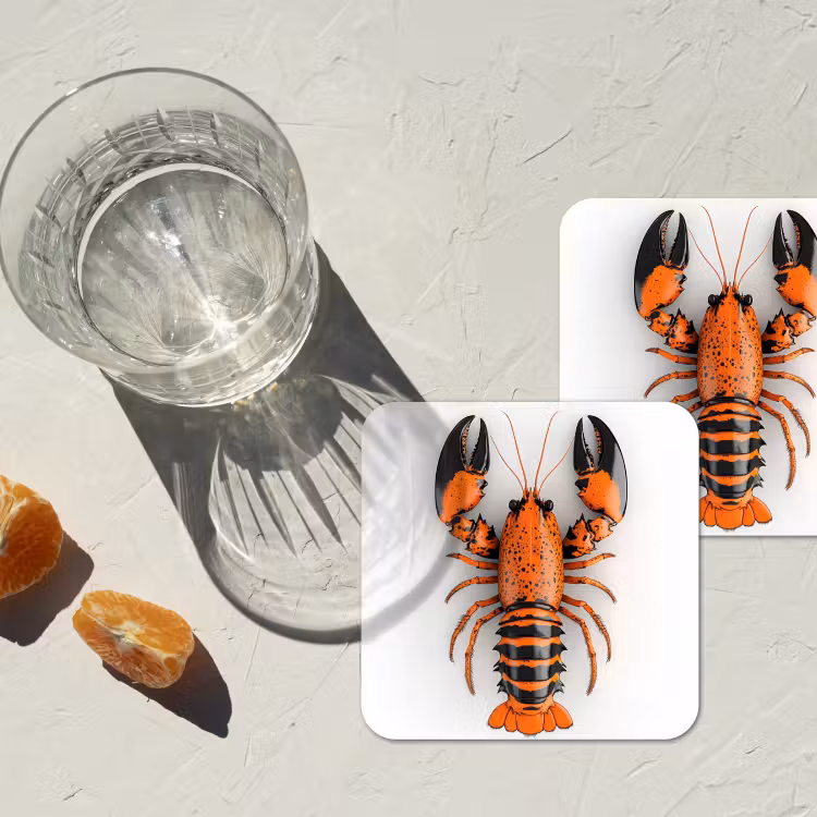 Onderzetter - Kreeft - Zwart - Oranje - Wit - Uniek — 3