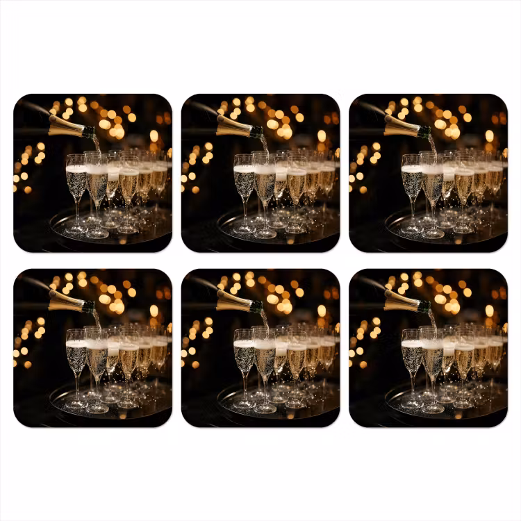 Onderzetter - Lichtjes - Champagne - Dienblad - Glazen — 1