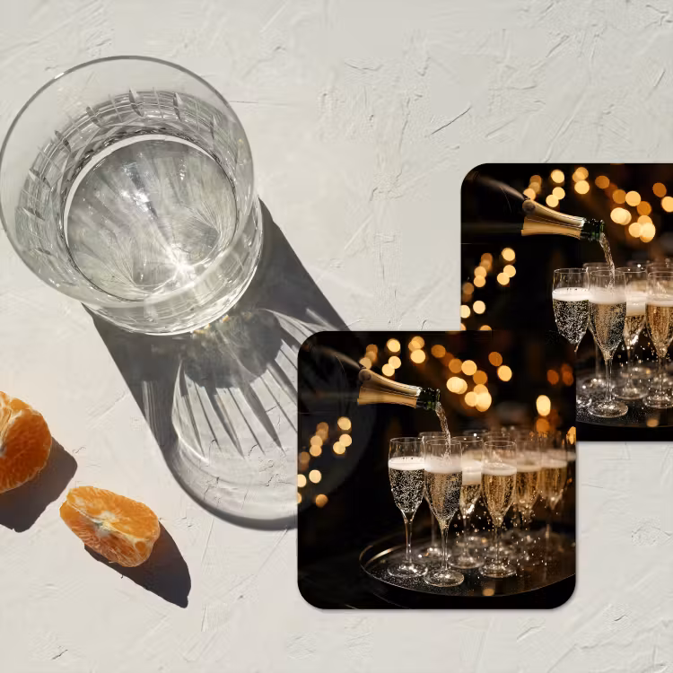 Onderzetter - Lichtjes - Champagne - Dienblad - Glazen — 3
