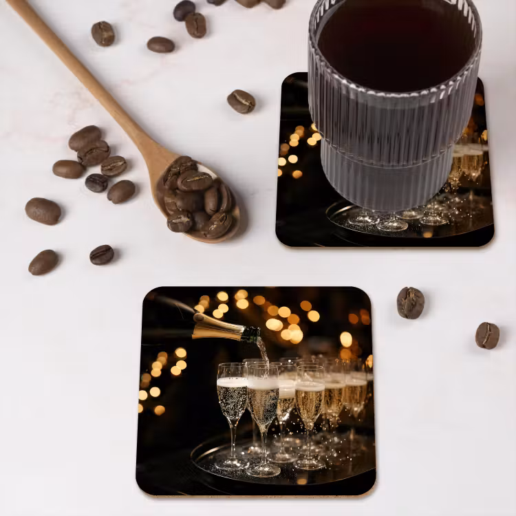 Onderzetter - Lichtjes - Champagne - Dienblad - Glazen — 4