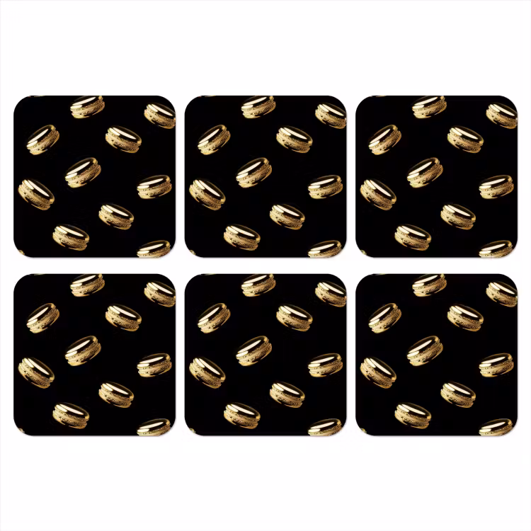 Onderzetter - Macarons - Patroon - Goud - Zwart — 1