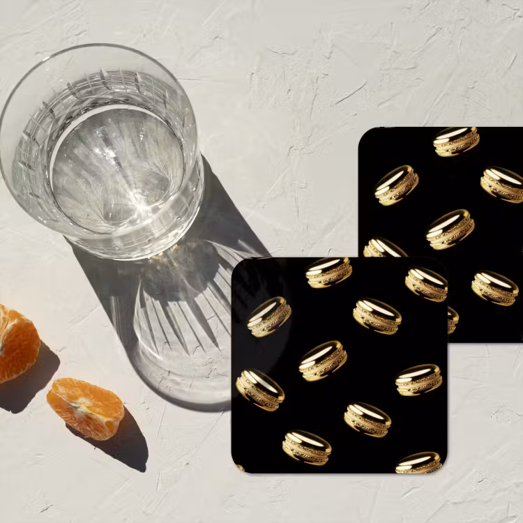 Onderzetter - Macarons - Patroon - Goud - Zwart — 3