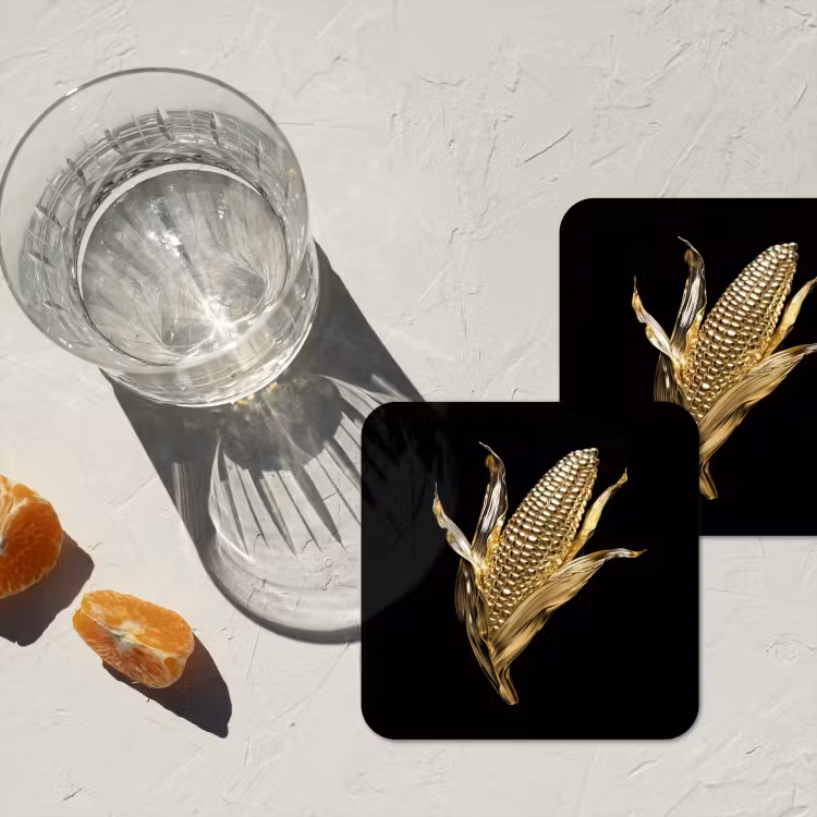 Onderzetter - Mais - Eten - Goud - Zwart — 3