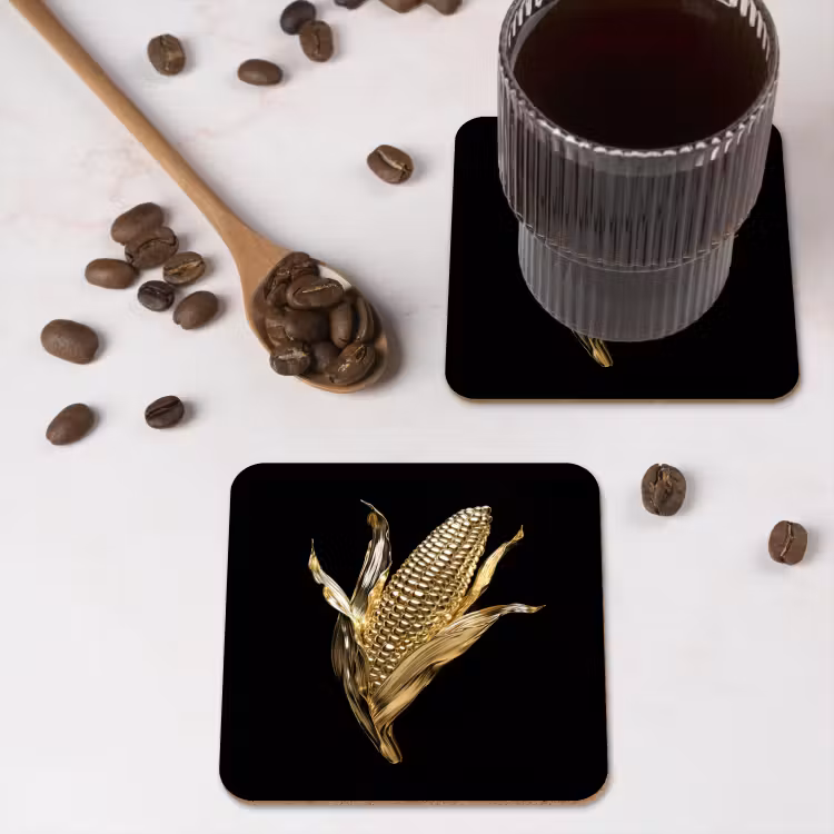 Onderzetter - Mais - Eten - Goud - Zwart — 4