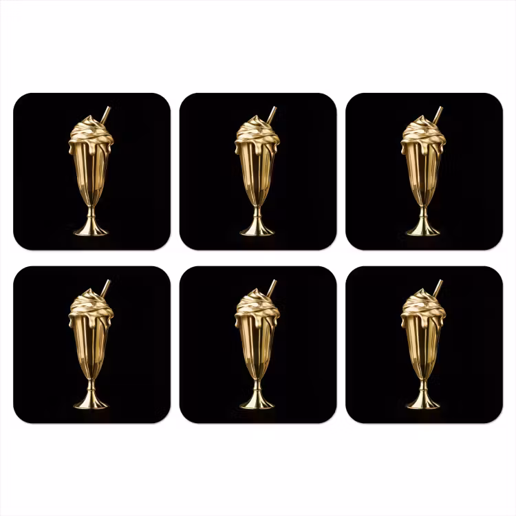 Onderzetter - Milkshake - Goud - Drinken - Zwart — 1
