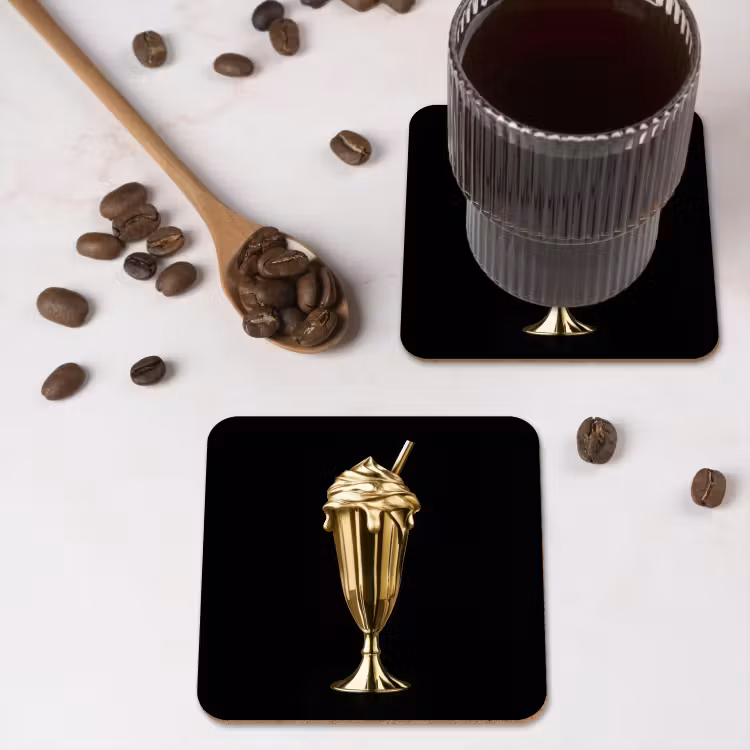 Onderzetter - Milkshake - Goud - Drinken - Zwart — 4