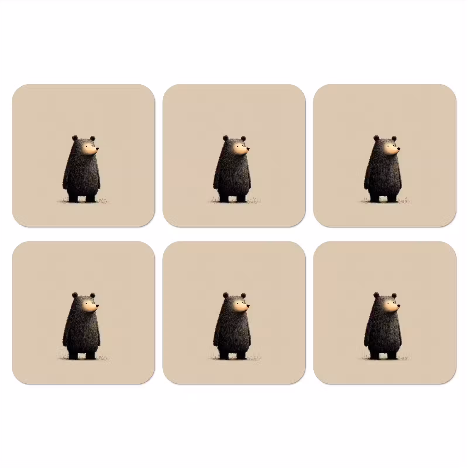 Onderzetter - Beer - Donkerbruin - Minimalistisch — 1