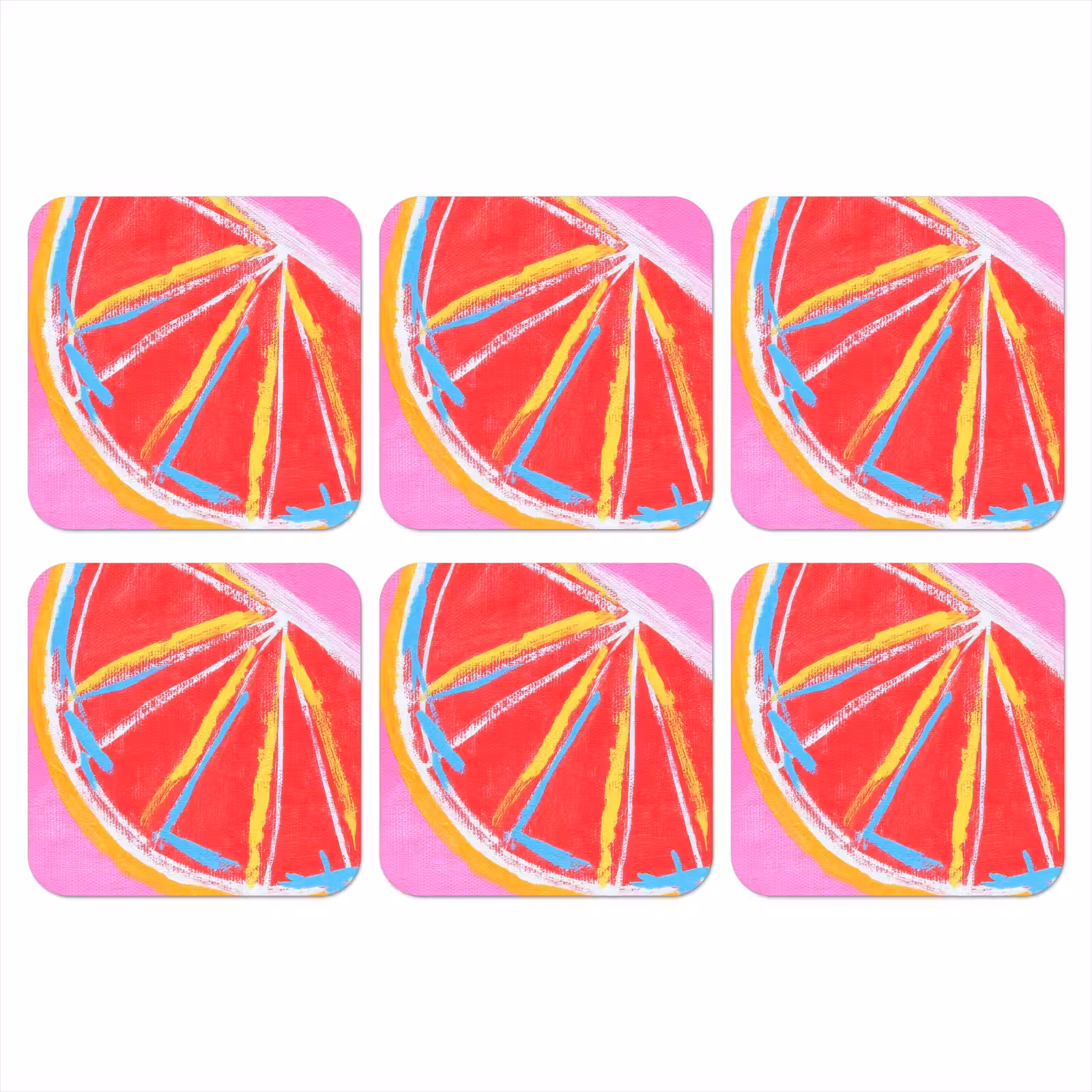 Onderzetter - Grapefruit - Geschilderd - Roze - Strepen — 1