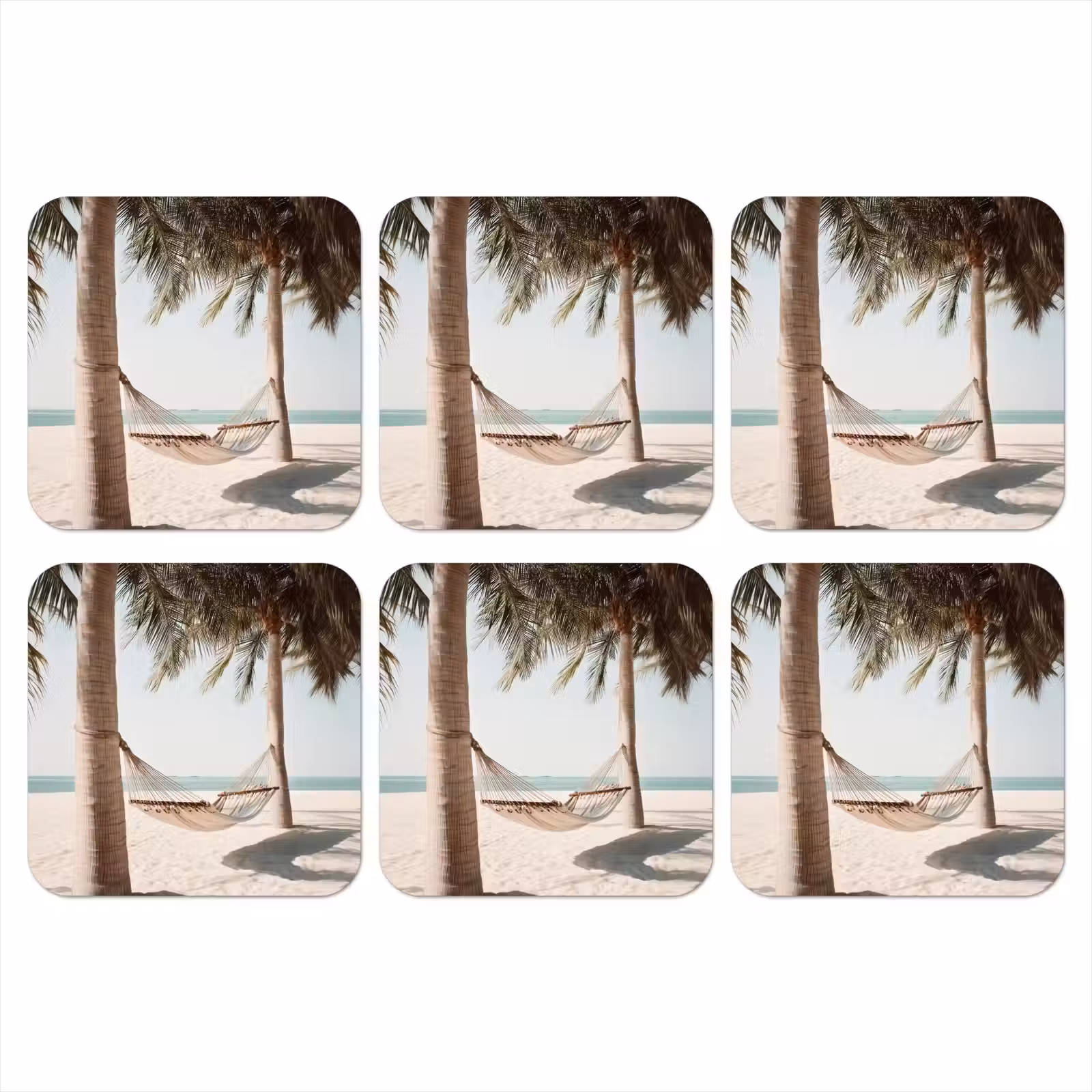 Onderzetter - Hangmat - Palmbomen - Strand - Zee — 1