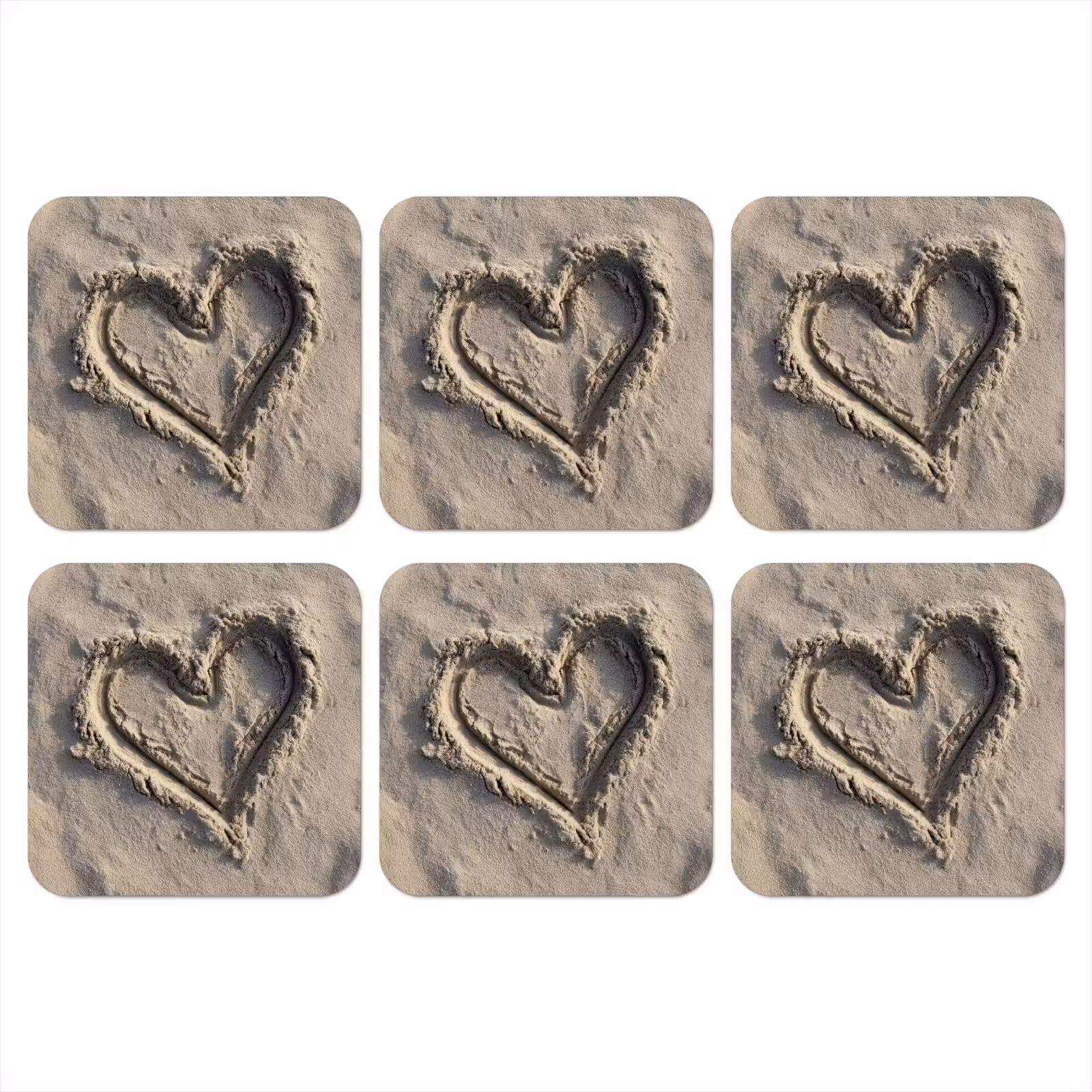 Onderzetter - Hartvorm - Getekend - Beige - Zand — 1
