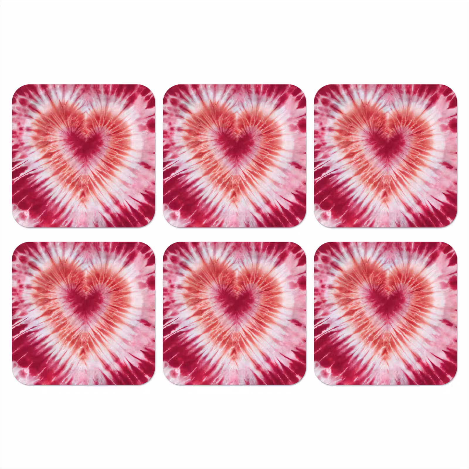 Onderzetter - Hartvorm - Roze - Tie dye — 1