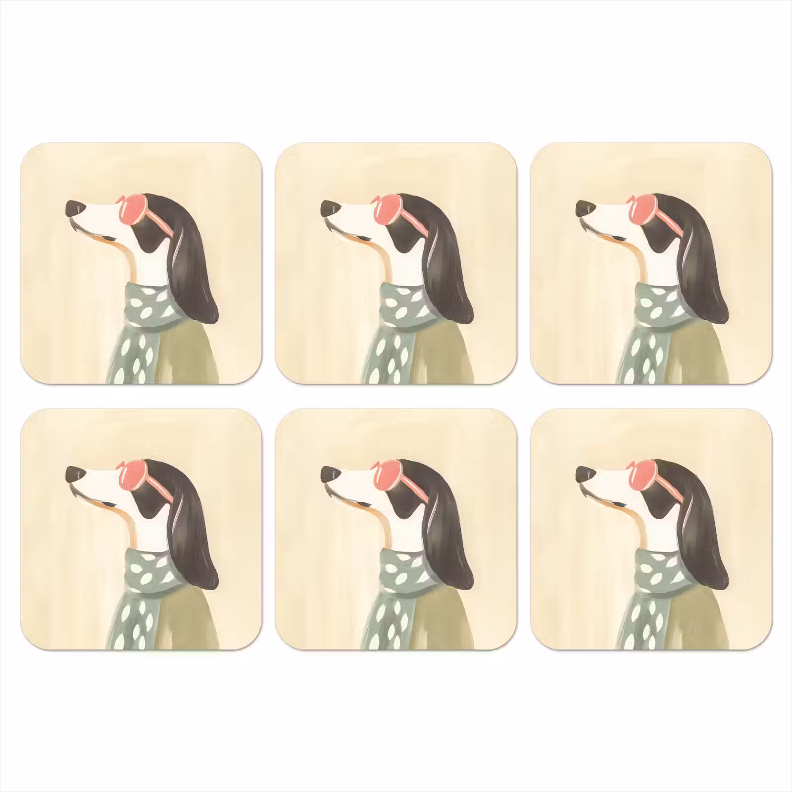 Onderzetter - Hond - Zonnebril - Sjaal — 1