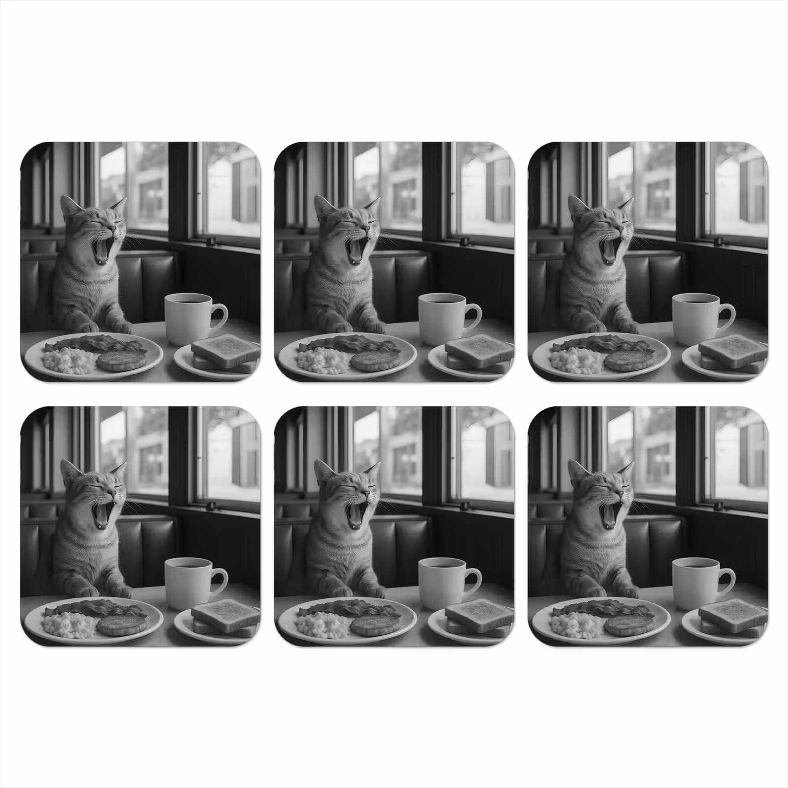 Onderzetter - Kat - Koffie - Brood - Zwart — 1