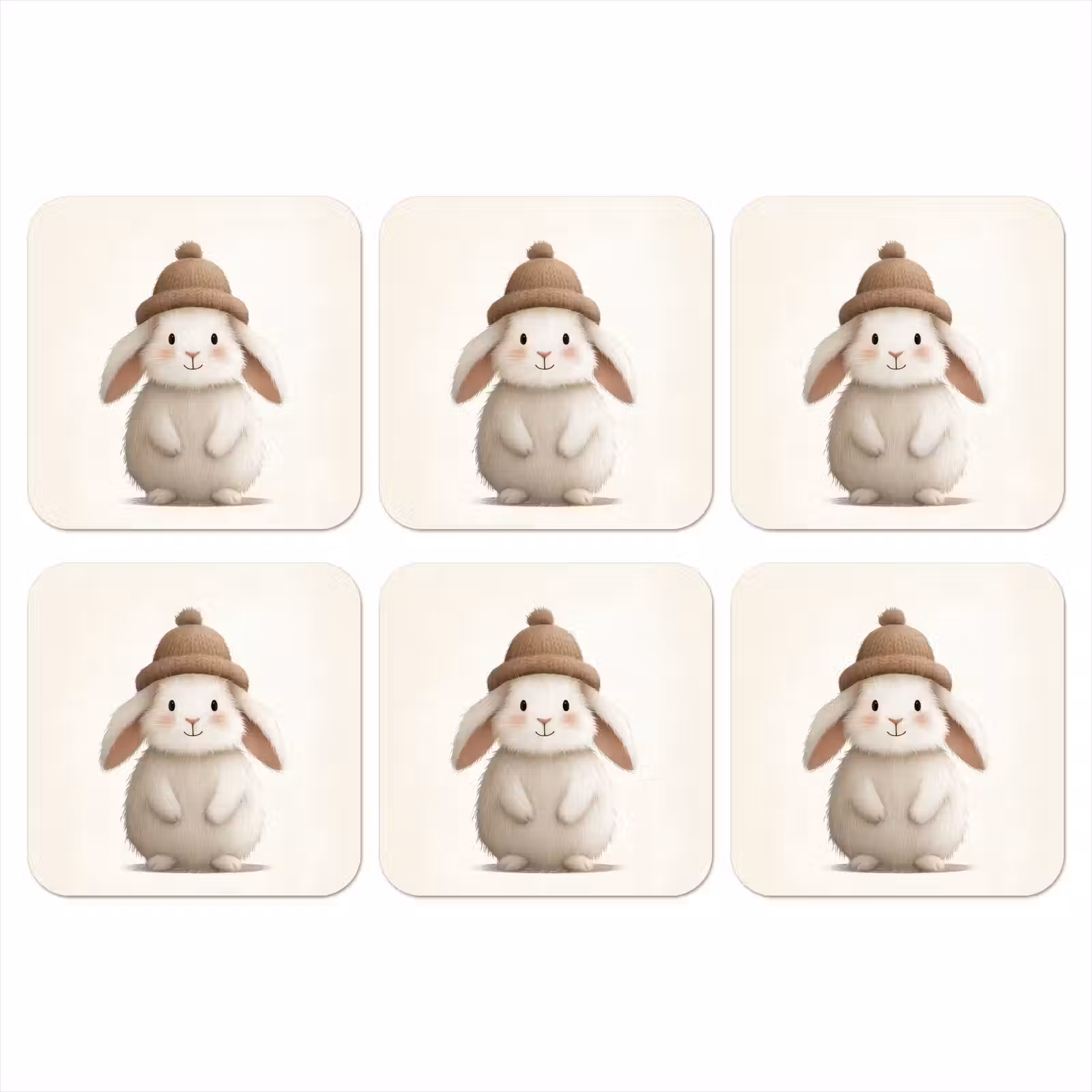 Onderzetter - Konijn - Muts - Oren - Beige — 1