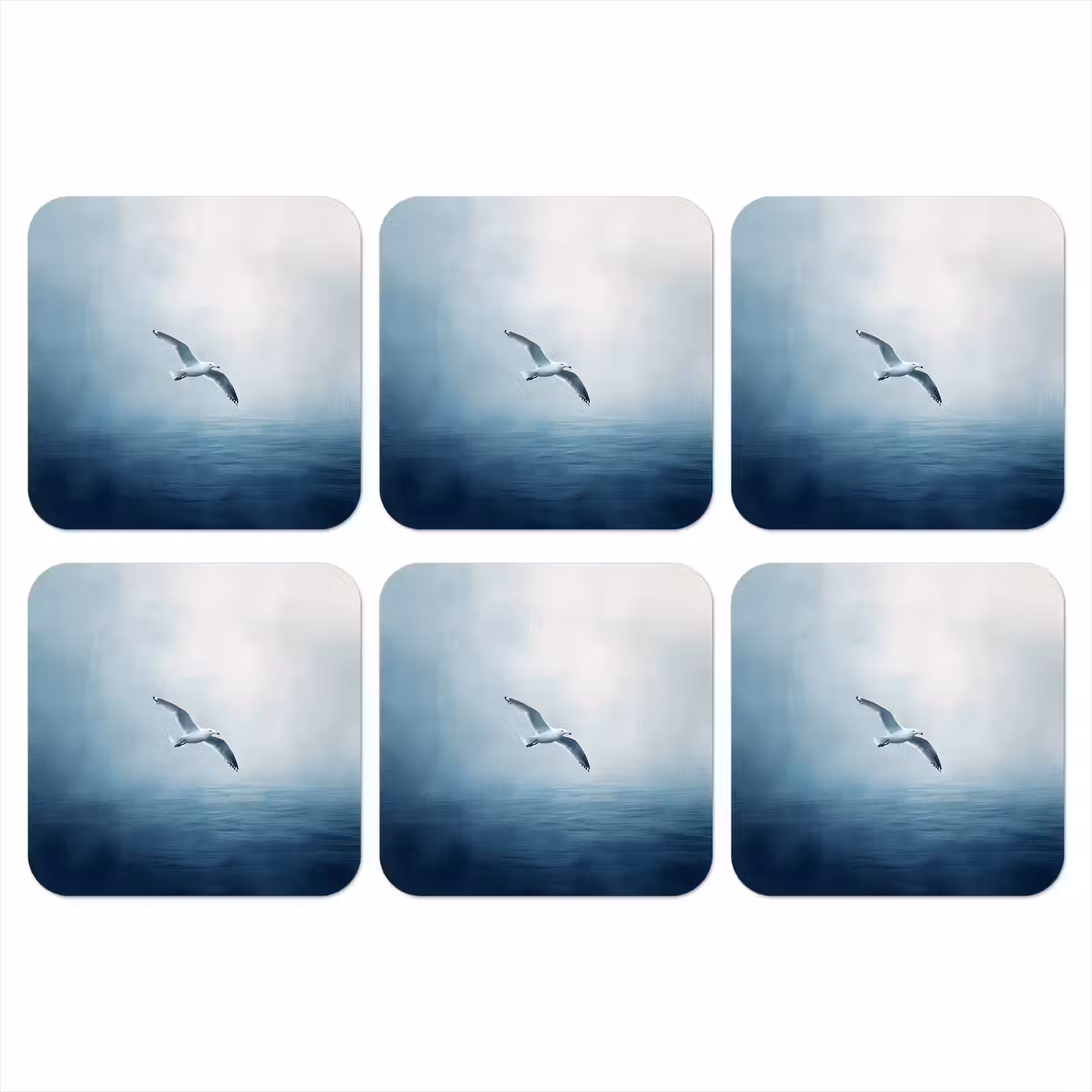 Onderzetter - Meeuw - Wit - Zee - Mistig — 1