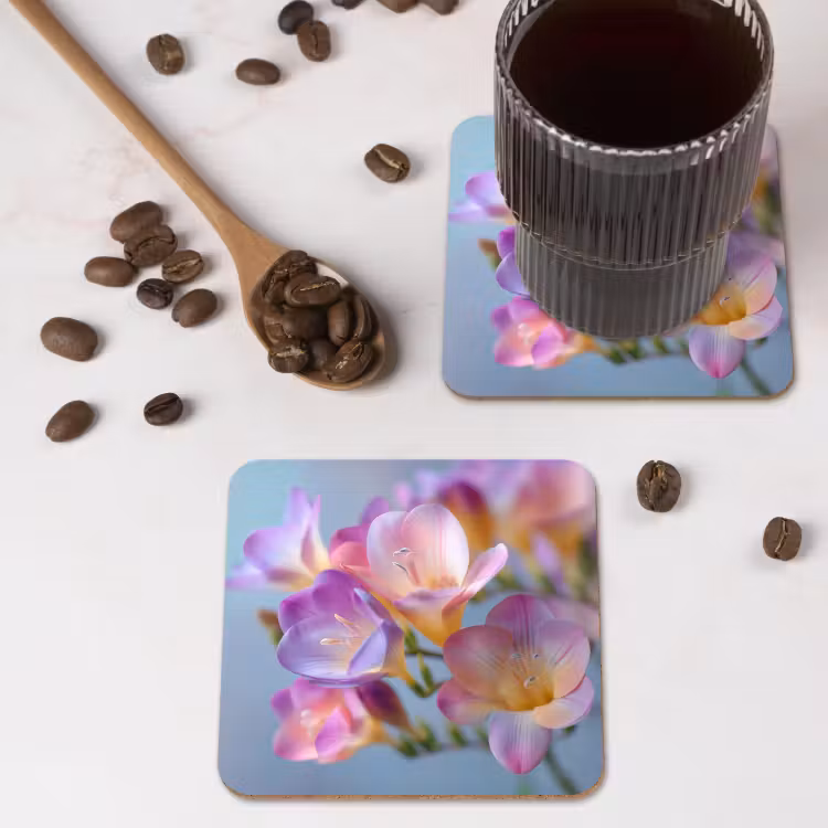 Onderzetter - Bloemen - Paars - Overloop - Meeldraden — 4