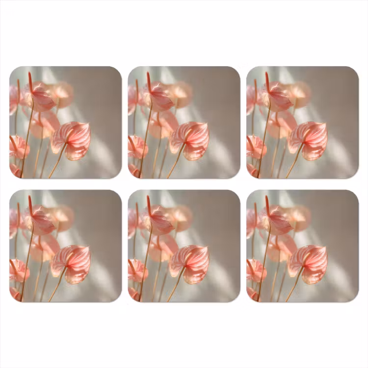 Onderzetter - Bloemen - Stelen - Roze - Schaduw — 1