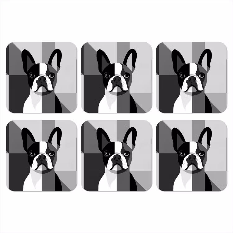 Onderzetter - Buldog - Zwart - Abstract - Vlakken — 1