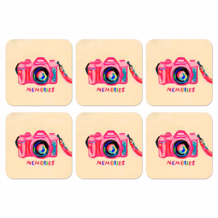 Onderzetter - Camera - Memories - Roze - Geschilderd — 1