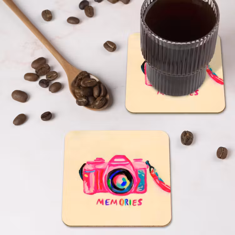 Onderzetter - Camera - Memories - Roze - Geschilderd — 4