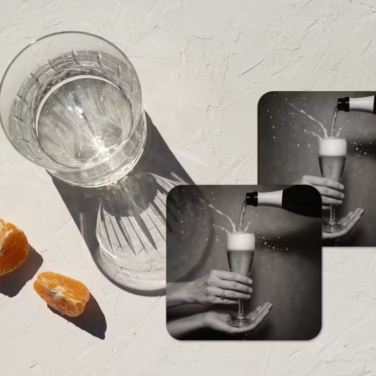 Onderzetter - Champagnefles - Glas - Minimalistisch - Spetters — 3