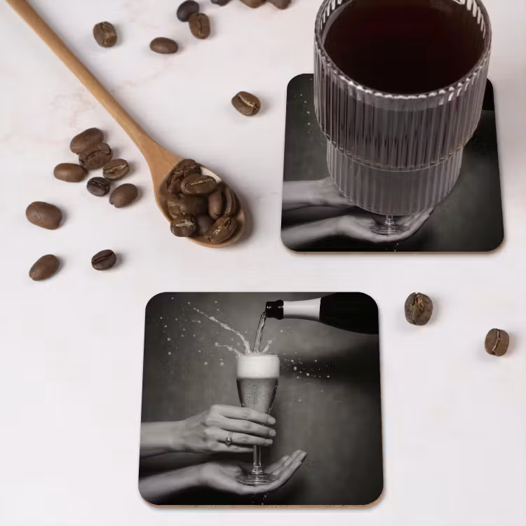 Onderzetter - Champagnefles - Glas - Minimalistisch - Spetters — 4