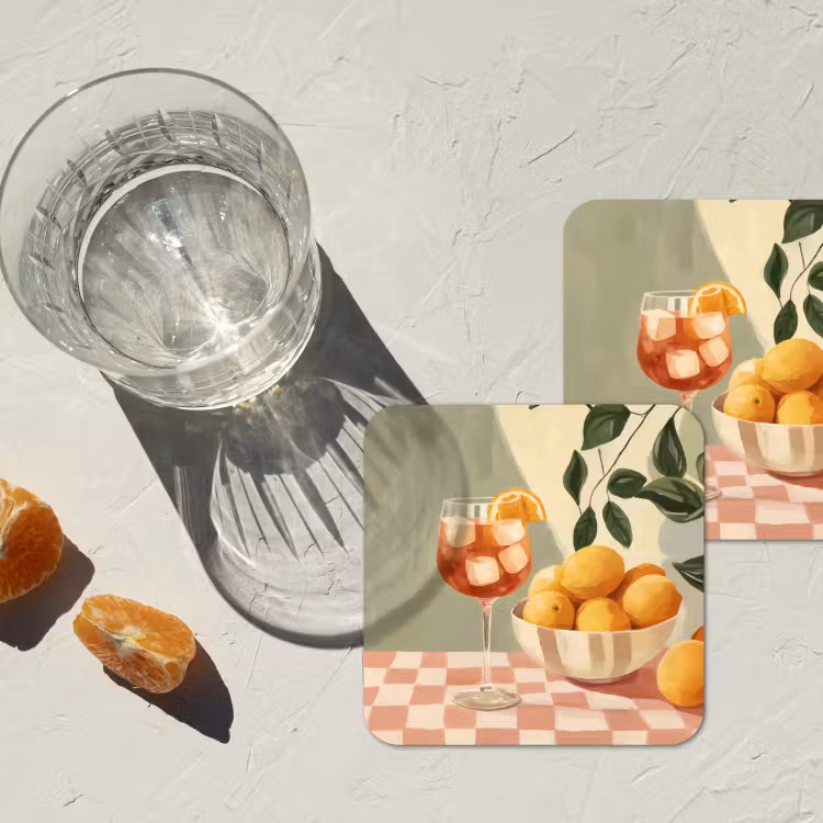 Onderzetter​ - Citroenen - Glas - Tafelkleed - Geblokt — 3