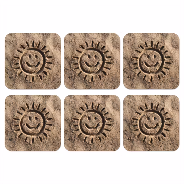 Onderzetter - Gezichtje - Zon - Zand - Getekend — 1