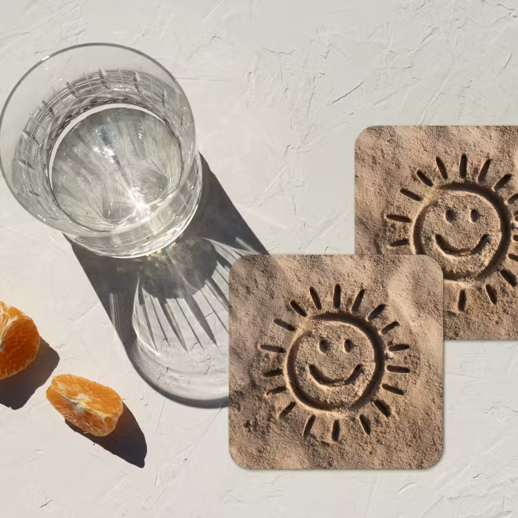 Onderzetter - Gezichtje - Zon - Zand - Getekend — 3