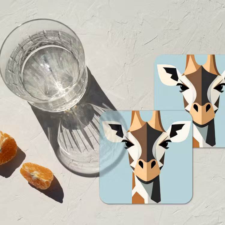 Onderzetter - Giraffe - Illustratie - Bruin - Minimalistisch — 3