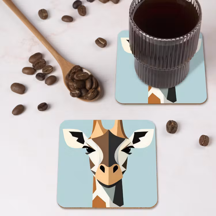 Onderzetter - Giraffe - Illustratie - Bruin - Minimalistisch — 4