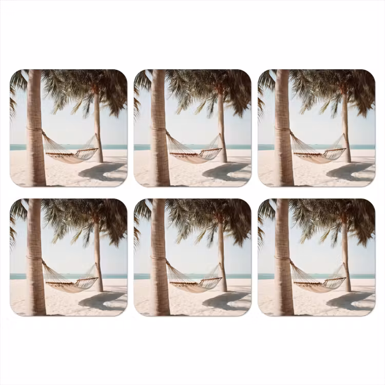 Onderzetter - Hangmat - Palmbomen - Strand - Zee — 1