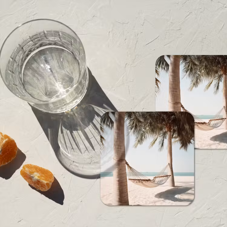 Onderzetter - Hangmat - Palmbomen - Strand - Zee — 3