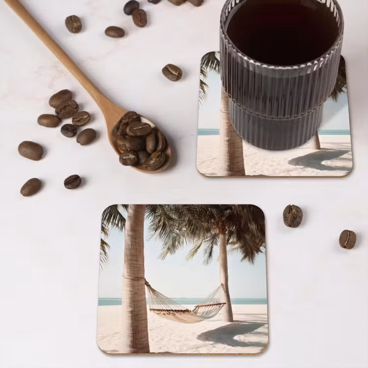 Onderzetter - Hangmat - Palmbomen - Strand - Zee — 4
