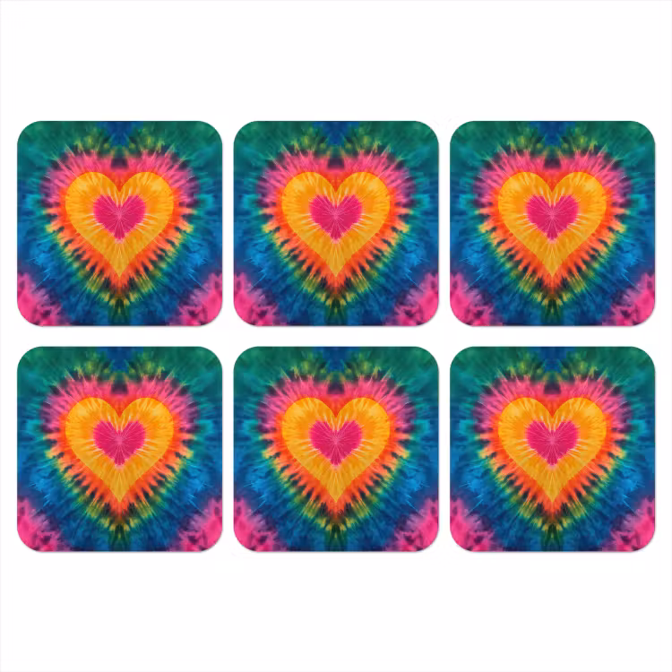 Onderzetter - Hart - Tie Dye - Kleurrijk — 1