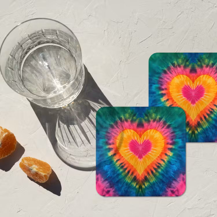 Onderzetter - Hart - Tie Dye - Kleurrijk — 3