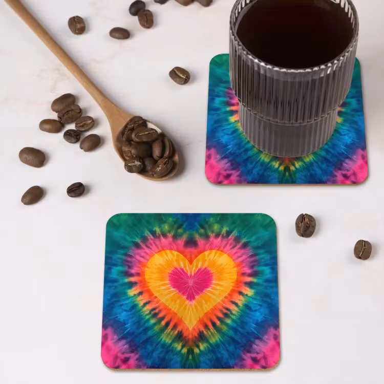 Onderzetter - Hart - Tie Dye - Kleurrijk — 4