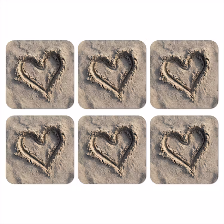 Onderzetter - Hartvorm - Getekend - Beige - Zand — 1